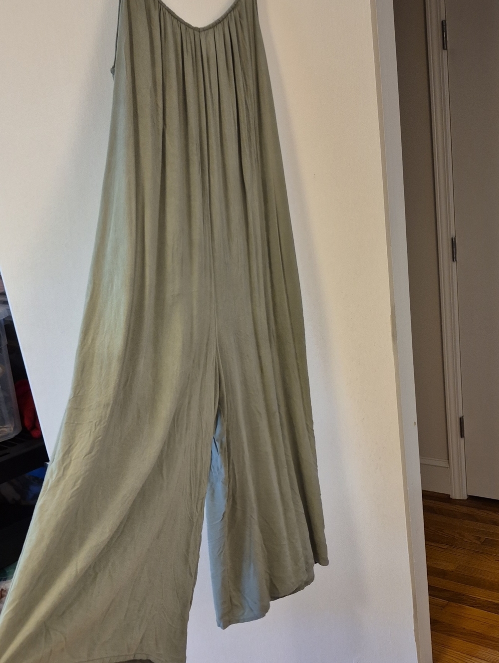 Cherish Olive Green Wide‑Leg Jumpsuit • Size Large • Soft & Flowy
